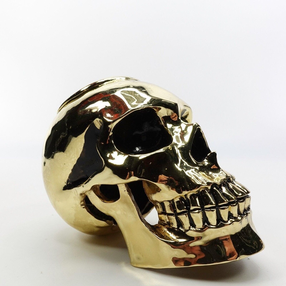 King Baby Studio Brass Gold Color Alloy Skull Tea light Candle Holder